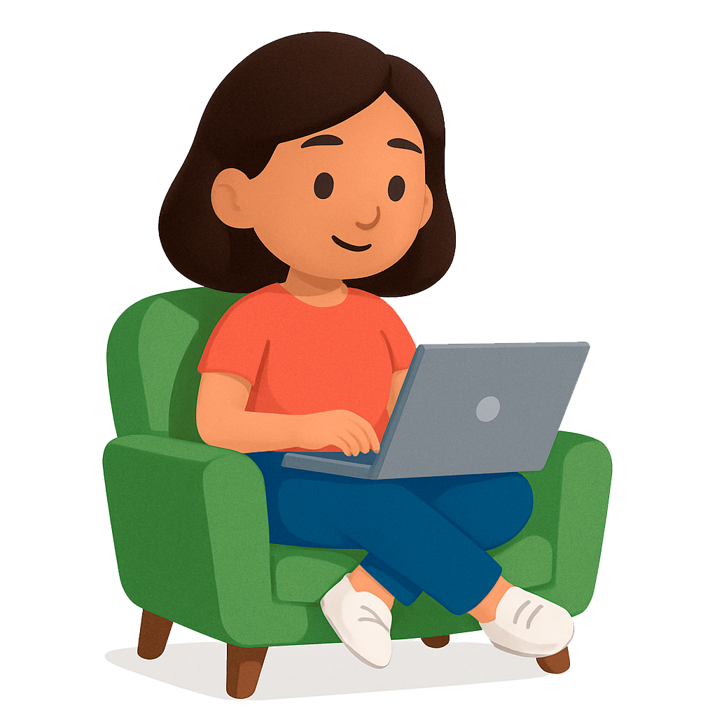 sitting girl with laptop